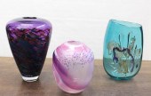 THREE MICHELLE KAPTUR ART GLAS