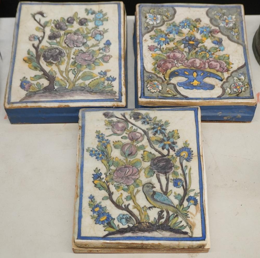 THREE MIDDLE EASTERN FLORAL PAINTED