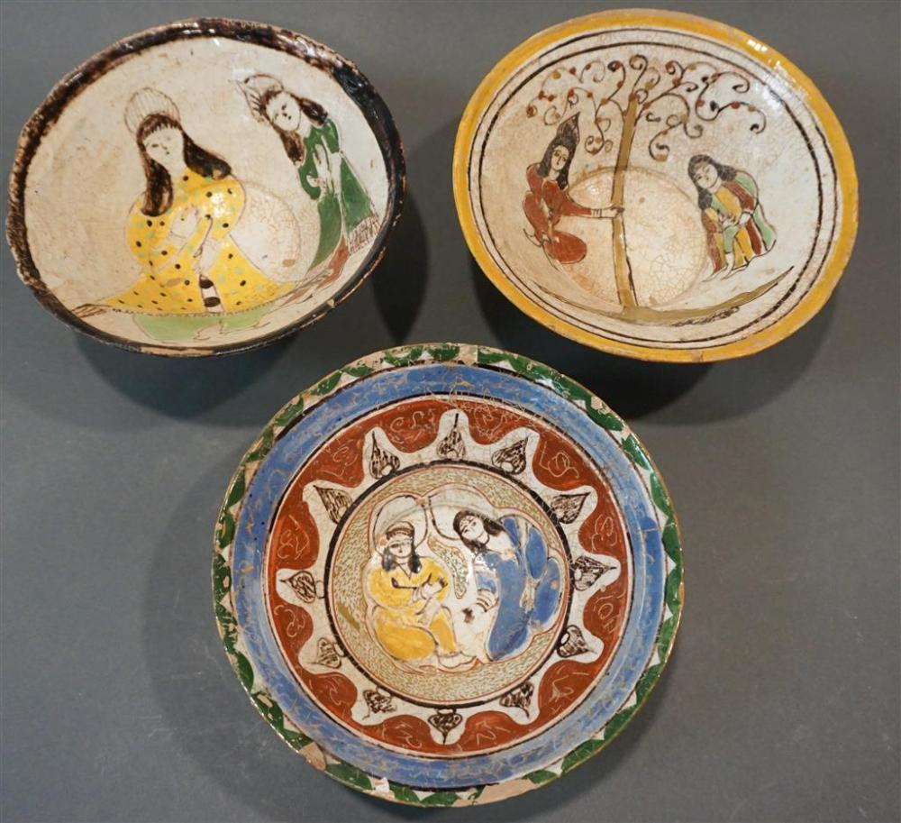 THREE MIDDLE EASTERN HAND PAINTED
