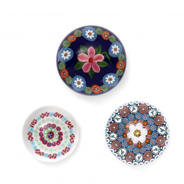 THREE MILLEFIORI GLASS