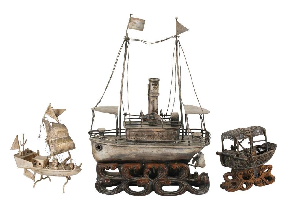 THREE MINIATURE BOAT MODELSthe