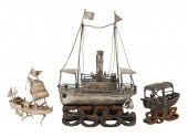 THREE MINIATURE BOAT MODELSthe
