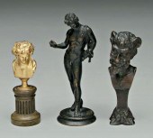 Three miniature bronzes: figur