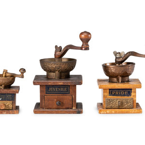Three Miniature Coffee Grinders