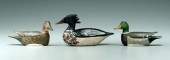 Three miniature decoys: two ma