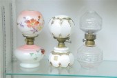 THREE MINIATURE GLASS LAMPS WI