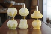 THREE MINIATURE OIL LAMPS.  Am