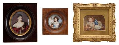 Three miniature portraits on ivory,