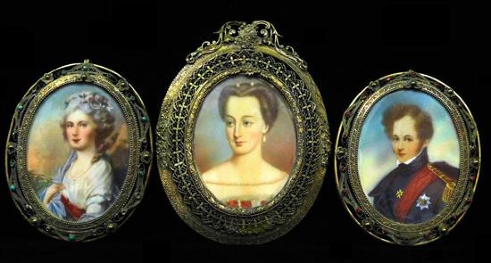 THREE MINIATURE PORTRAITS ON