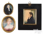 THREE MINIATURE WATERCOLOR POR