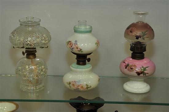 THREE MINIATURES LAMPS. A clear