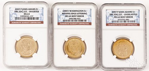 THREE MINT ERROR DOLLARSThree
