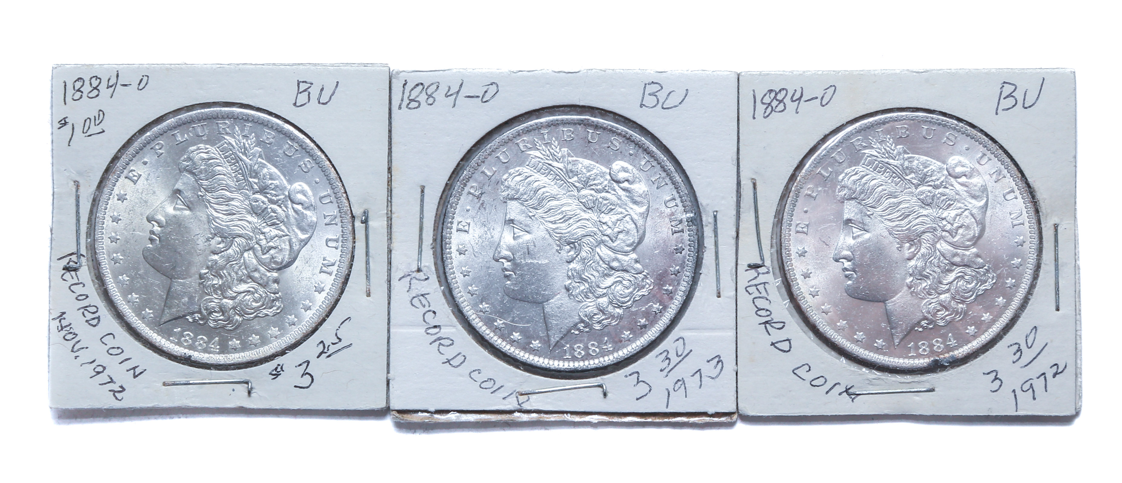 THREE MINTSTATE 1884-O MORGAN
