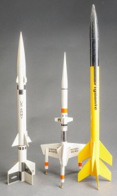 THREE MODEL ROCKETS, LARGEST:
