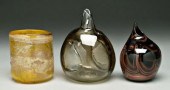 Three modern art glass vases: