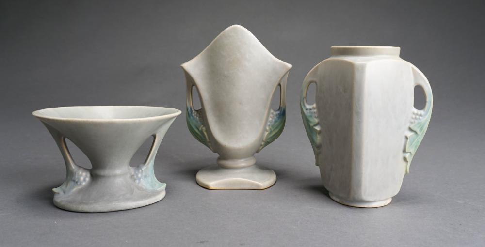THREE MODERN ART POTTERY GREY