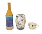 THREE MODERN ART POTTERY VESSE
