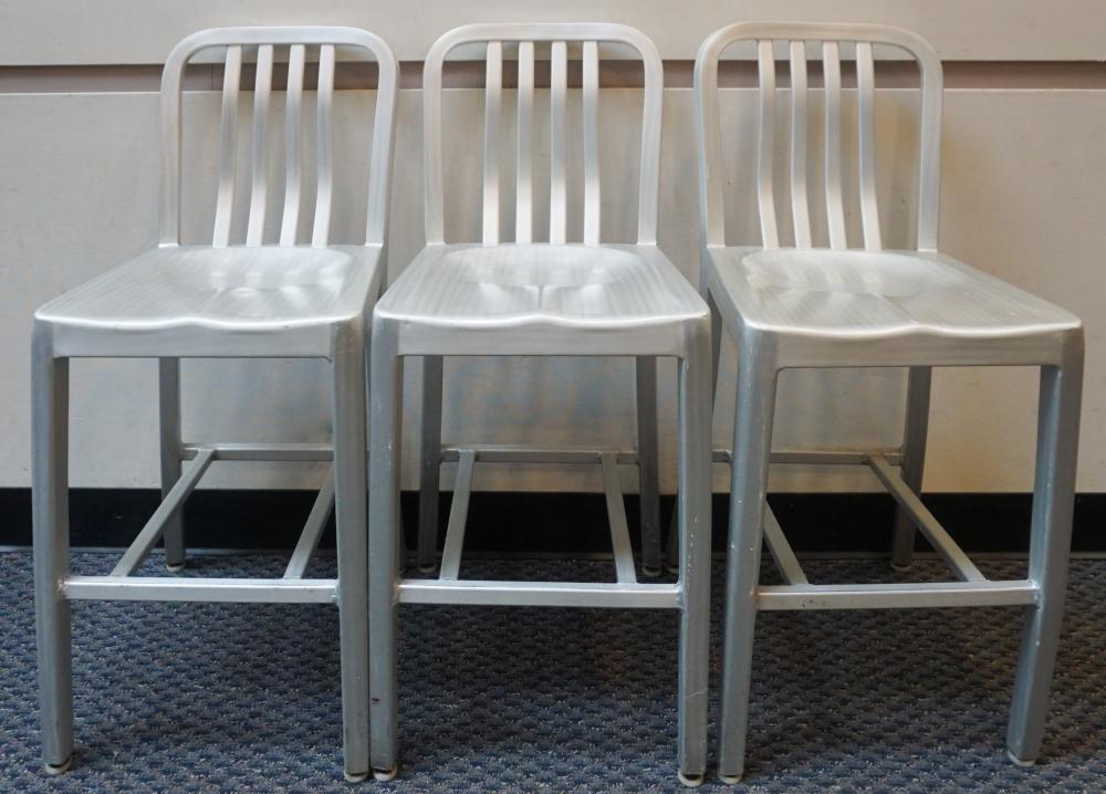 THREE MODERN BRUSHED ALUMINUM