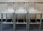 THREE MODERN BRUSHED ALUMINUM