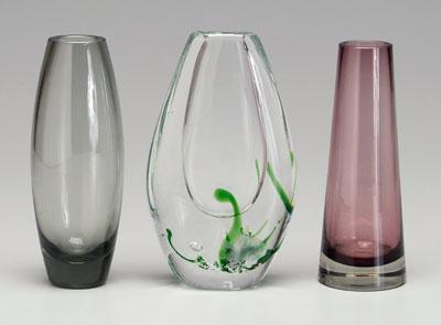 Three modern glass vases: Vicke