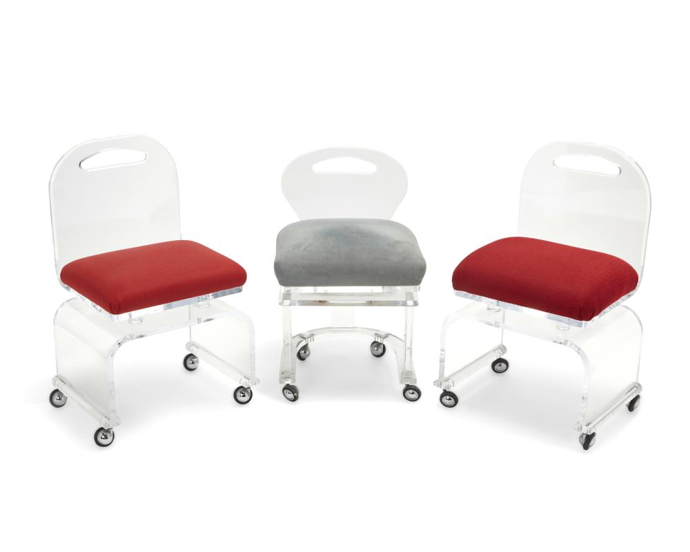 THREE MODERN LUCITE VANITY