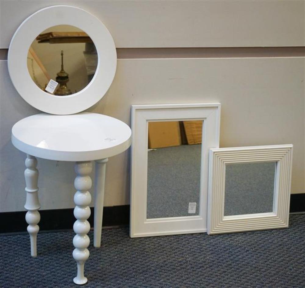 THREE MODERN SMALL WHITE ENAMELED