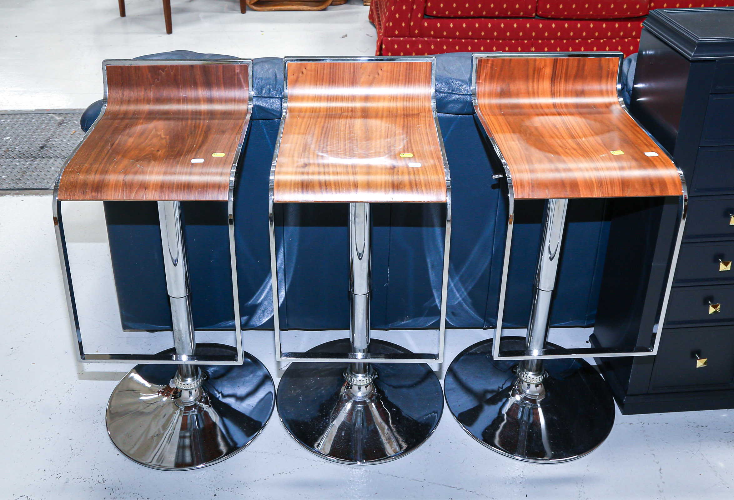 THREE MODERN STYLE WALNUT &