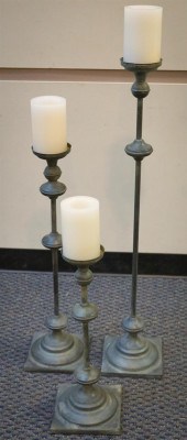 THREE MODERN VERDIGRIS PATINAT