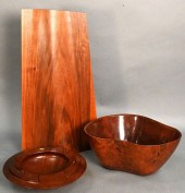 THREE MODERN WOOD SCULPTURE BO