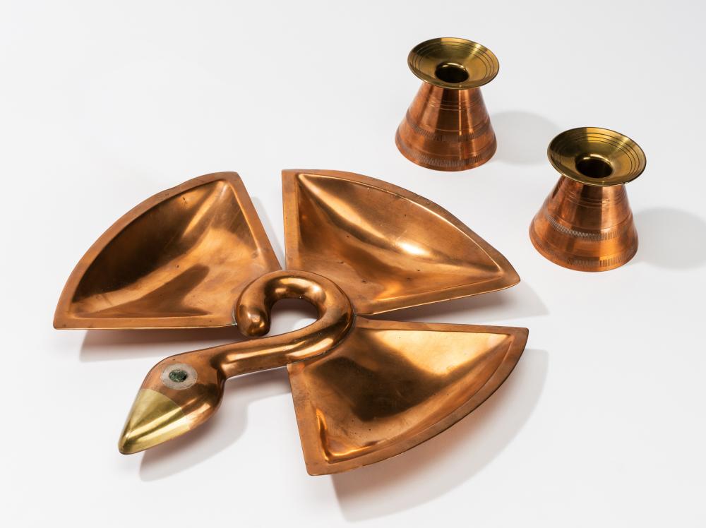 THREE MODERNIST COPPER TABLE