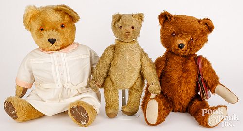 THREE MOHAIR TEDDY BEARSThree