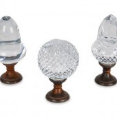 Three Molded Glass and Bronze