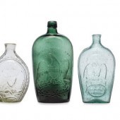 Three Molded Glass Green and A