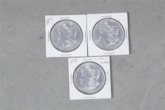 THREE MORGAN DOLLARS. Including