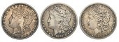 THREE MORGAN SILVER DOLLARSThr