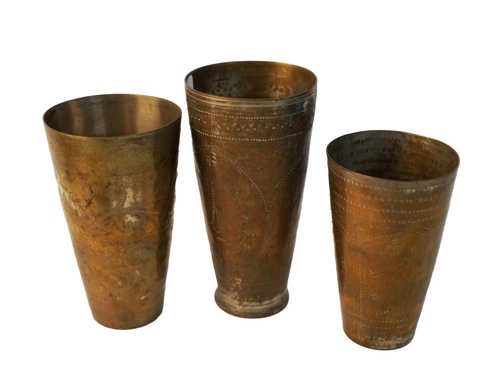THREE MOROCCAN BRASS