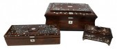 THREE MOTHER OF PEARL INLAID B