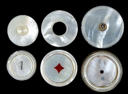 THREE MOTHER OF PEARL WHIST COUNTER