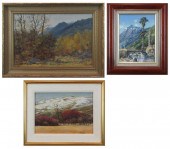 THREE MOUNTAIN LANDSCAPES, OIL