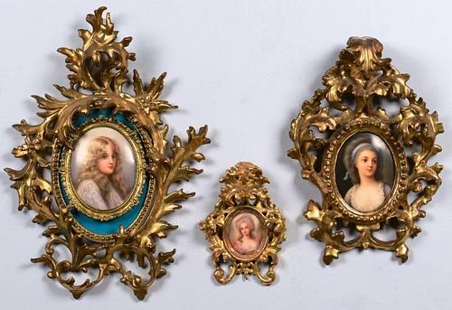 THREE MOUNTED PORCELAIN