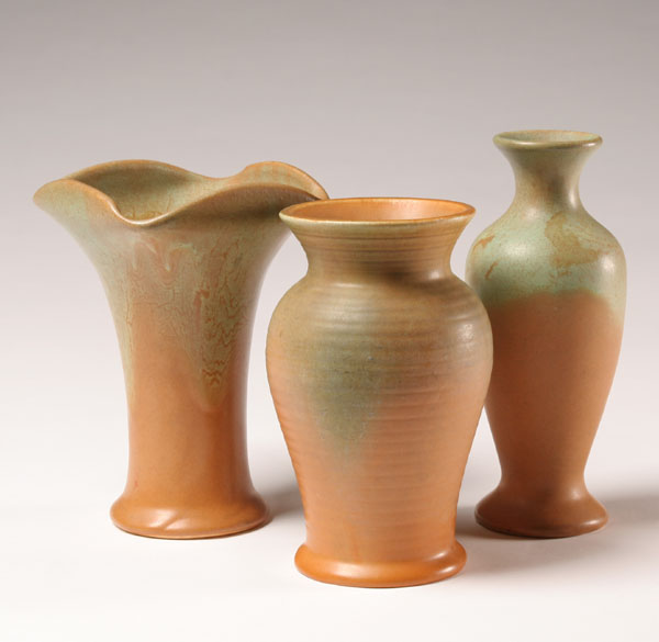 Three Muncie art pottery vases;