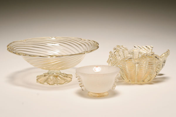Three Murano art glass bowls, clear