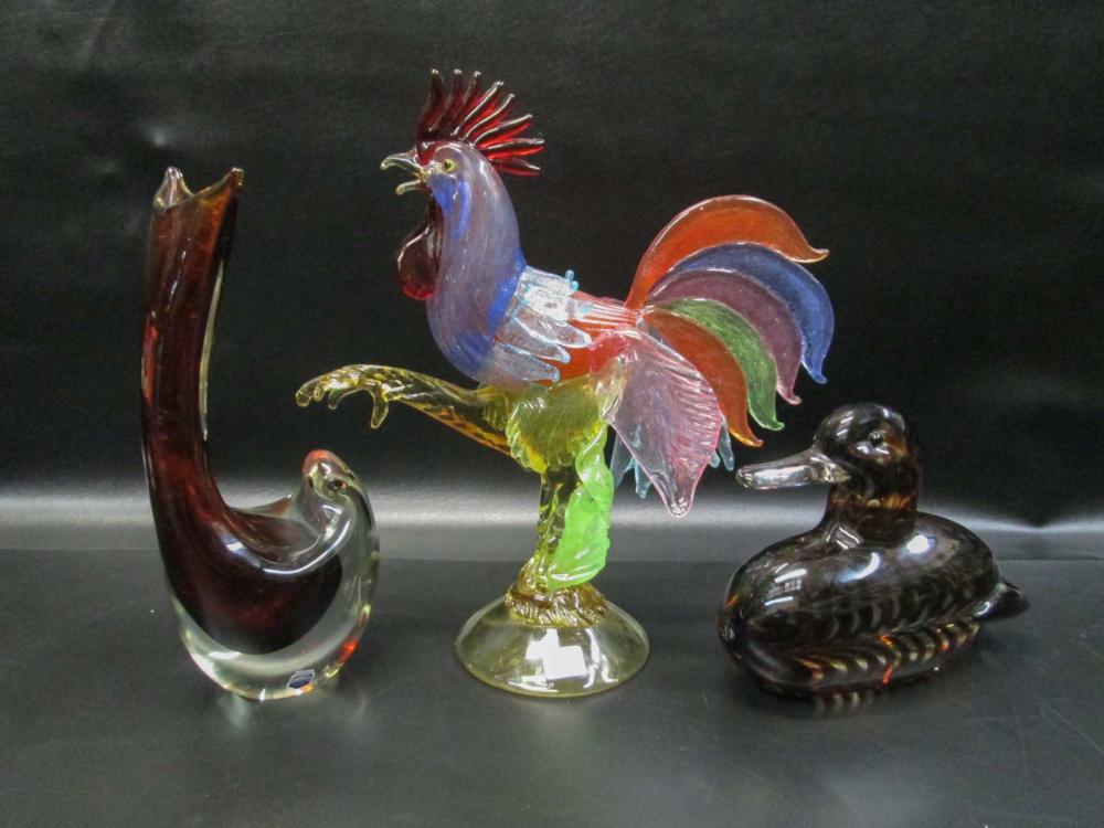 THREE MURANO ART GLASS