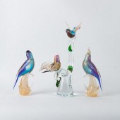 THREE MURANO ART GLASS SCULPTU