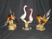 Three Murano glass bird groups