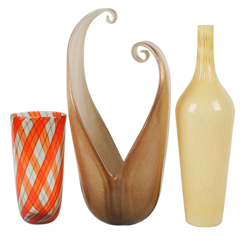 THREE MURANO GLASS VASESThree