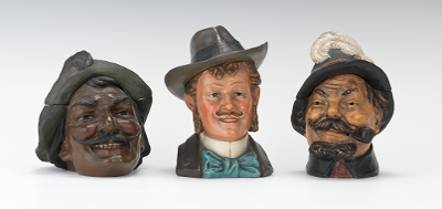 Three Mustached Head Tobacco Jars