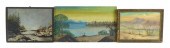 THREE NAIVE OIL LANDSCAPES ON