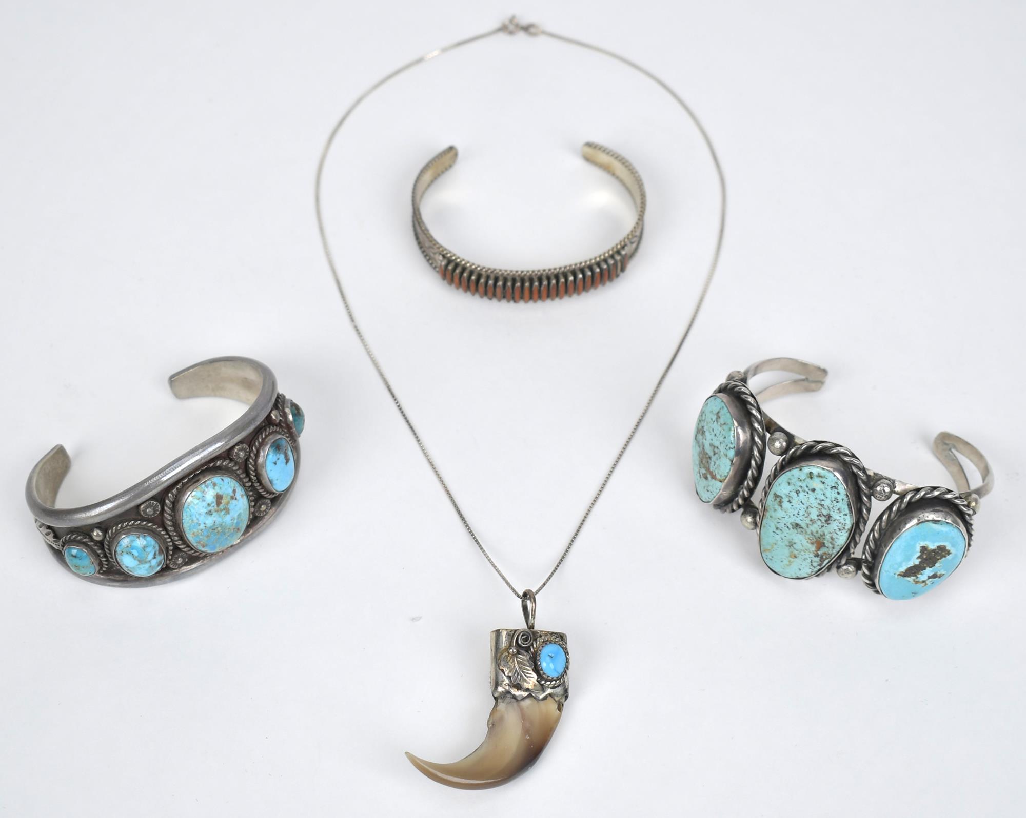 THREE NATIVE AMERICAN BRACELETS AND