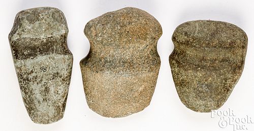 THREE NATIVE AMERICAN INDIAN AXE